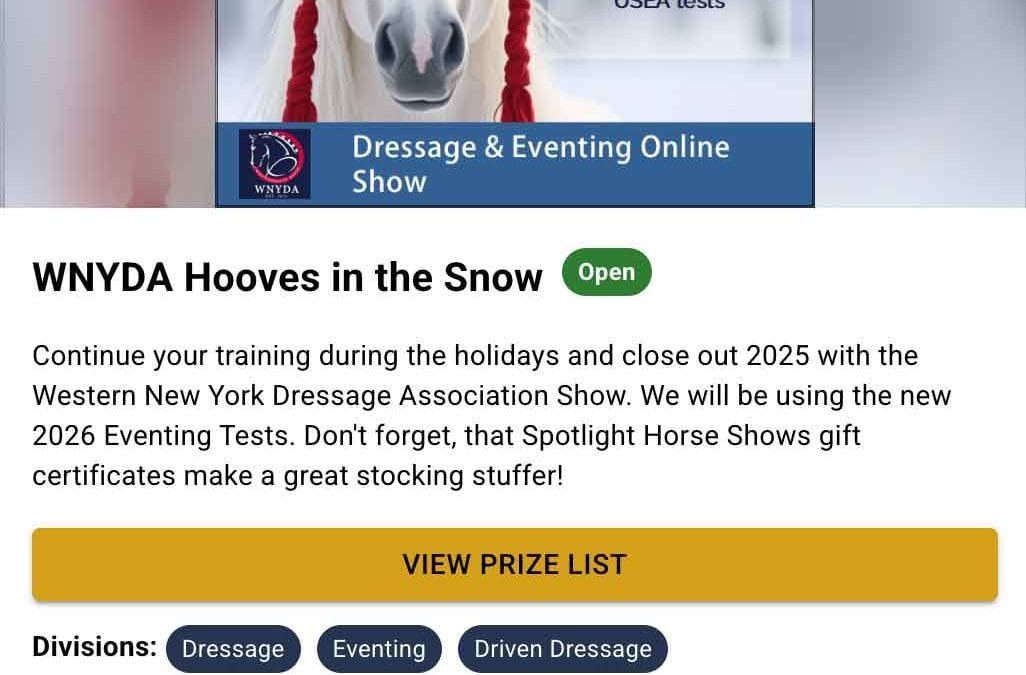 Virtual Horse Show sponsored by WNYDA