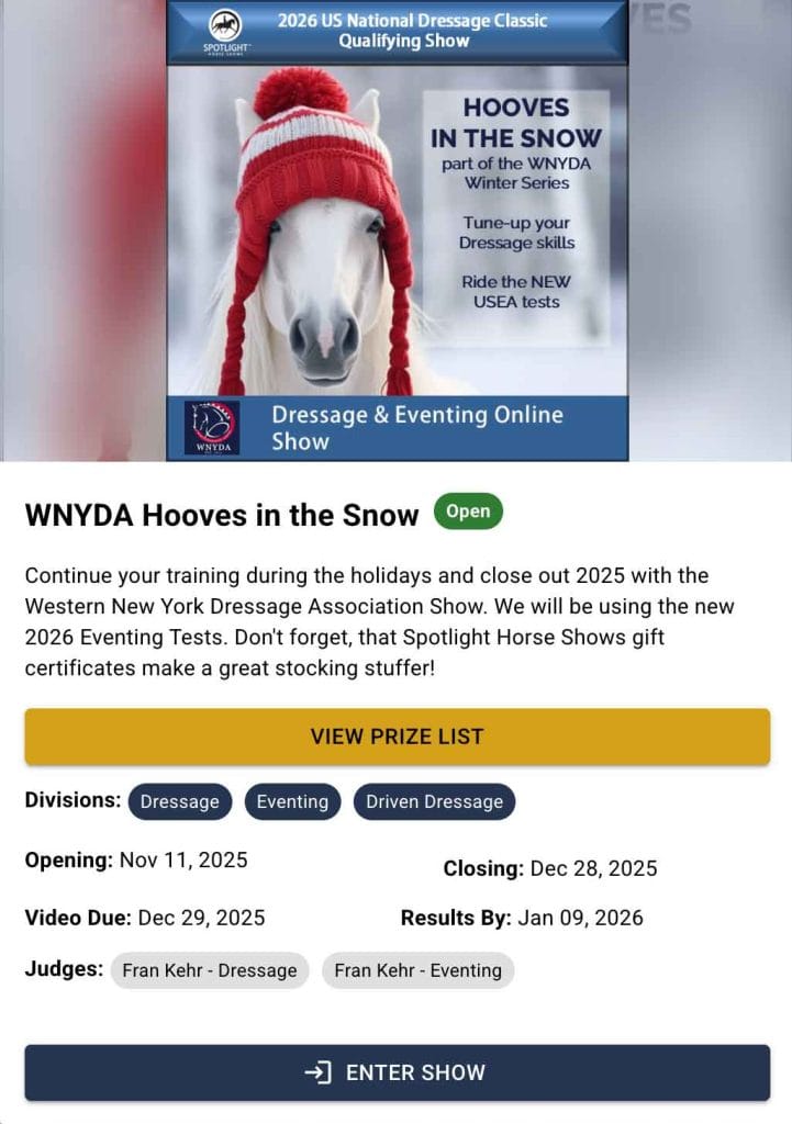 WNYDA Hooves In The Snow Virtual Horse Show